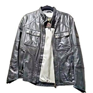 Belstaff Leather Jacket Men LG RARE Italy Racer Biker Motorcycle Pilot Top Gun